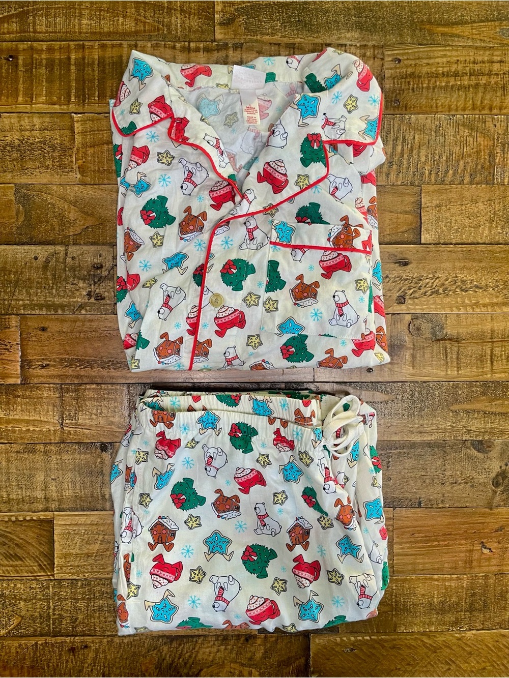 Wondershop 2 PC Pajama Set Christmas Men's L Pants & Top 100% Cotton Polar Bears